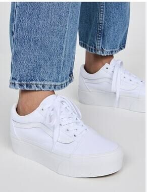 VANS Old Skool Stackform True White Sneakers - Size 4M / 5.5W